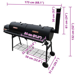 Grill z wędzarnią Nevada, XL, czarny