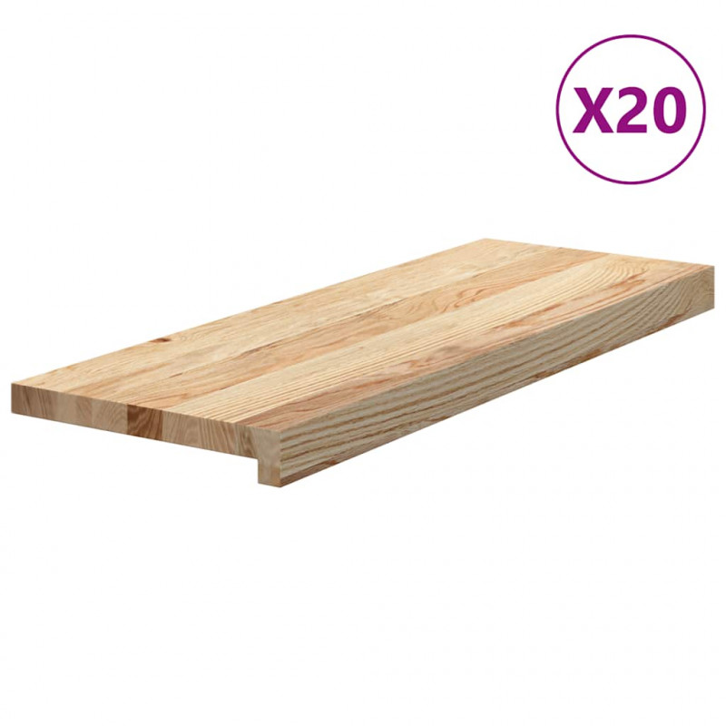 Stopnie schodowe, 20 szt., surowe 70x30x2 cm lite drewno dębowe