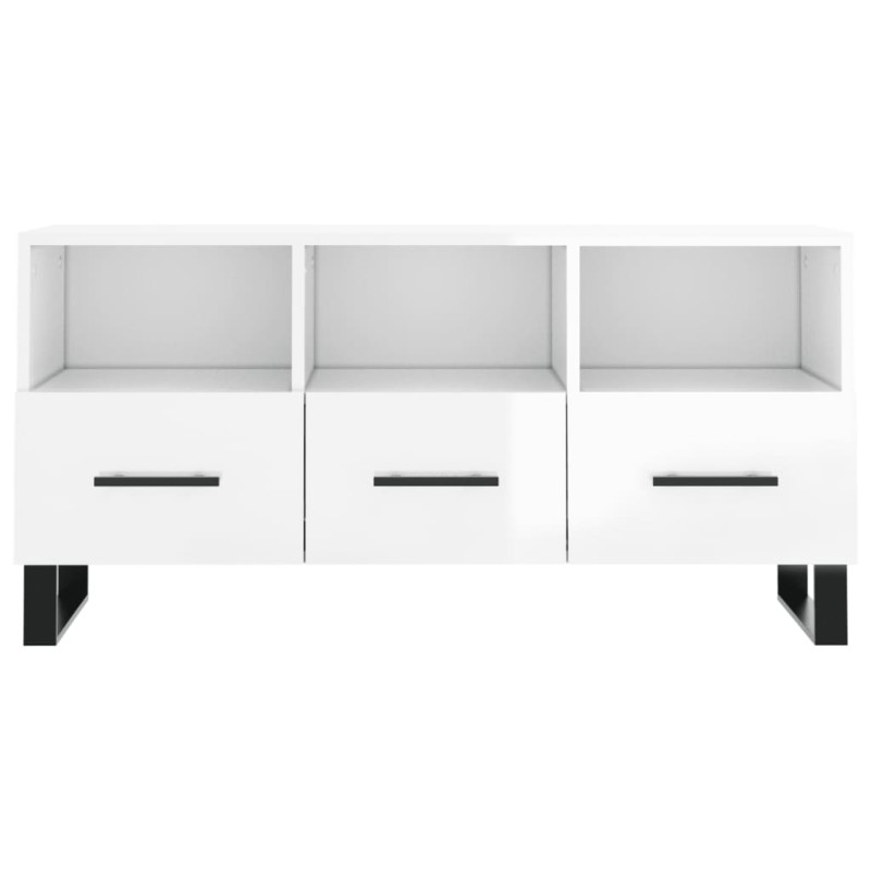 Szafka pod TV, biała, wysoki połysk, 102x36x50 cm