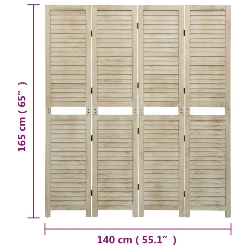 Parawan 4-panelowy, 140x165 cm, lite drewno paulownia