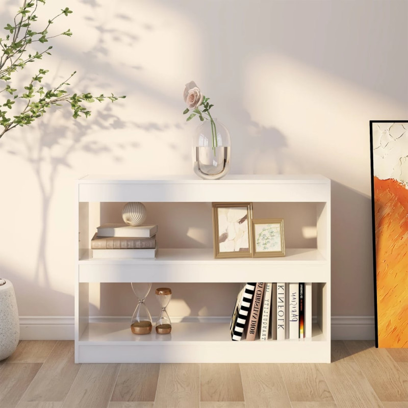 Regał na książki/przegroda, wysoki połysk biały, 100x30x72 cm
