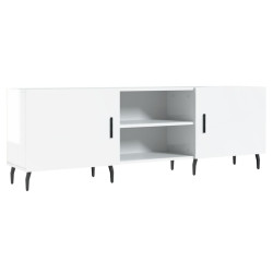 Szafka pod TV, wysoki połysk, biała, 150x30x50 cm