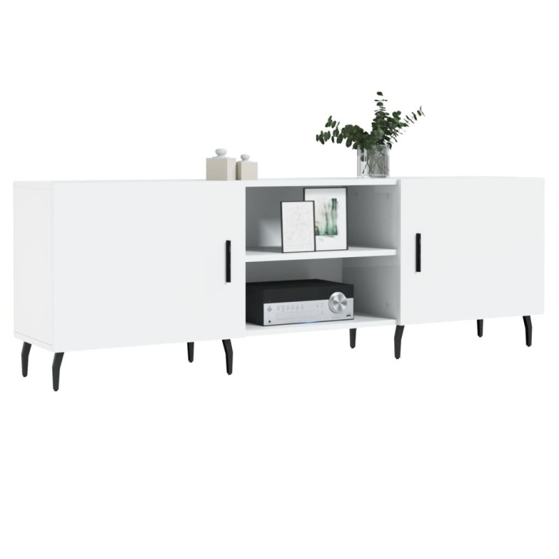 Szafka pod TV, wysoki połysk, biała, 150x30x50 cm