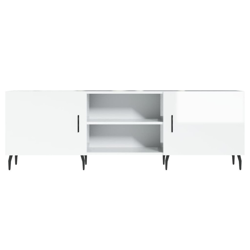 Szafka pod TV, wysoki połysk, biała, 150x30x50 cm