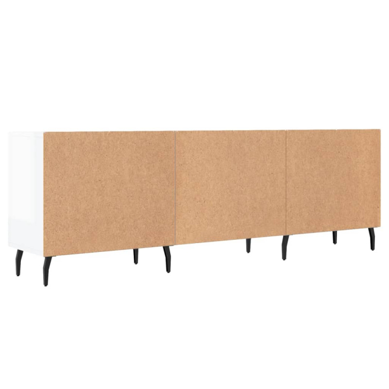 Szafka pod TV, wysoki połysk, biała, 150x30x50 cm