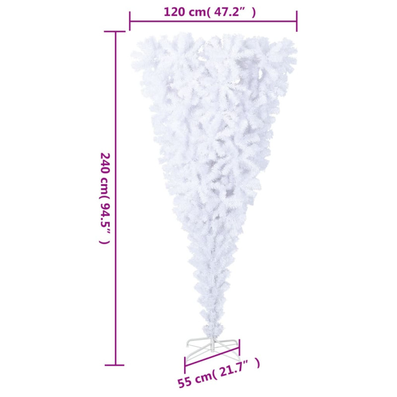 Odwrócona, sztuczna choinka ze stojakiem, biała, 240 cm