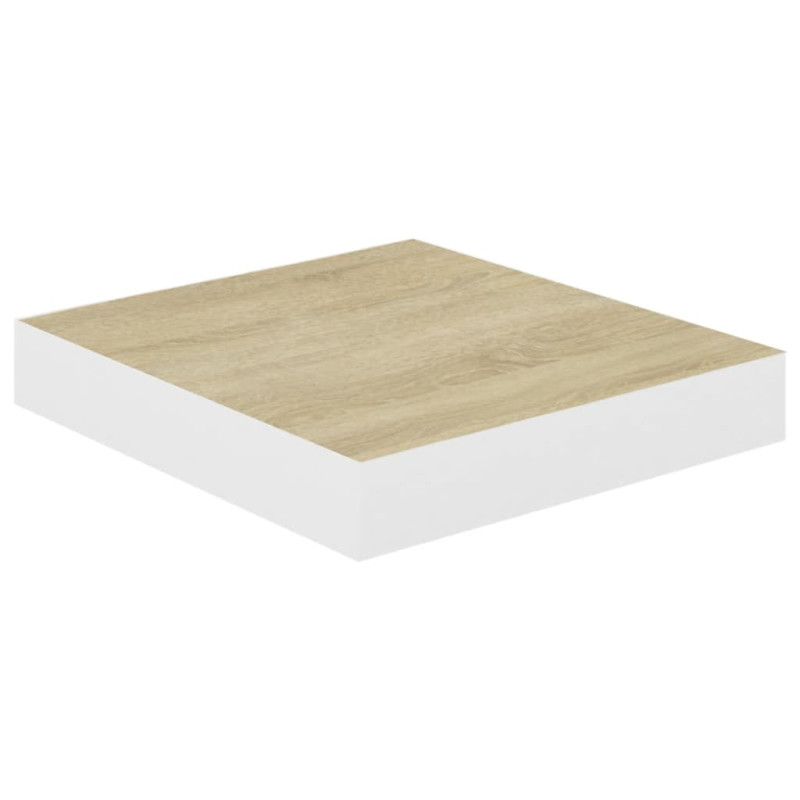 Półki ścienne, 2 szt., dębowo-białe, 23 x 23,5 x 3,8 cm, MDF