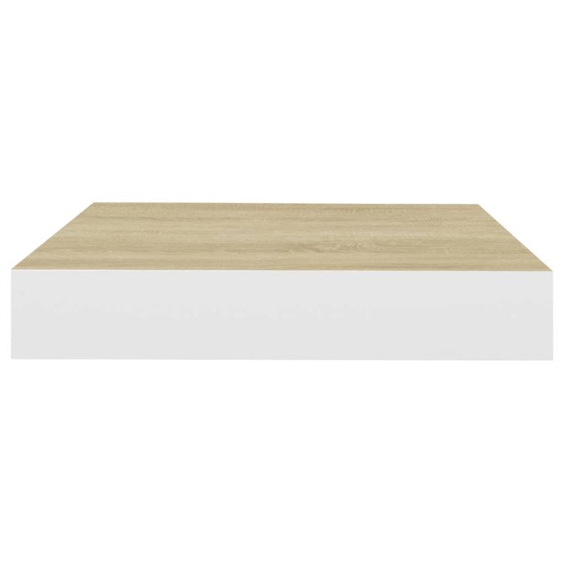 Półki ścienne, 2 szt., dębowo-białe, 23 x 23,5 x 3,8 cm, MDF