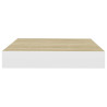 Półki ścienne, 2 szt., dębowo-białe, 23 x 23,5 x 3,8 cm, MDF