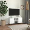 Szafka TV z drewnianymi nóżkami, biała, połysk, 103,5x35x50 cm