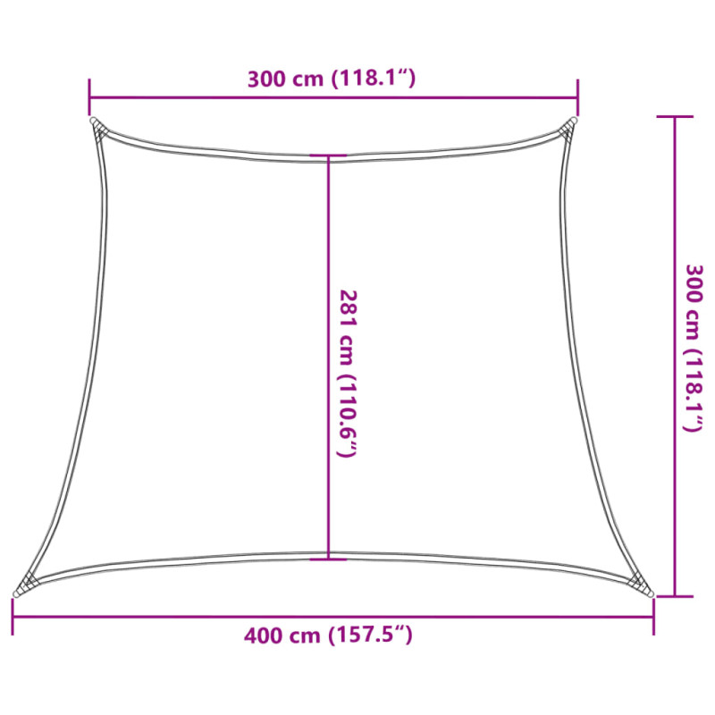 Żagiel przeciwsłoneczny, 160 g/m², żółty, 3/4x3 m, HDPE