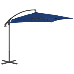 Parasol wiszący ze stalowym słupkiem, 250x250 cm, niebieski