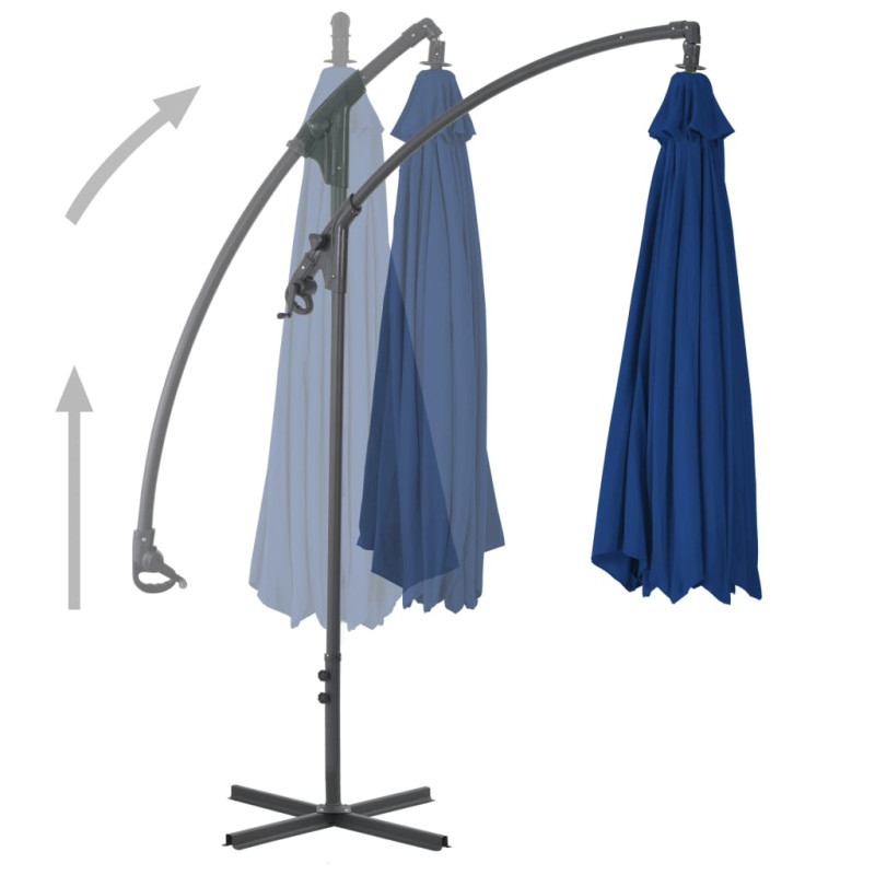 Parasol wiszący ze stalowym słupkiem, 250x250 cm, niebieski