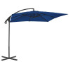 Parasol wiszący ze stalowym słupkiem, 250x250 cm, niebieski