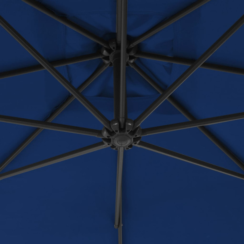 Parasol wiszący ze stalowym słupkiem, 250x250 cm, niebieski