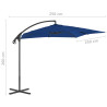 Parasol wiszący ze stalowym słupkiem, 250x250 cm, niebieski