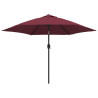 Parasol ogrodowy z LED i stalowym słupkiem, 300 cm, bordowy