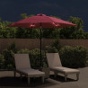 Parasol ogrodowy z LED i stalowym słupkiem, 300 cm, bordowy