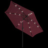 Parasol ogrodowy z LED i stalowym słupkiem, 300 cm, bordowy
