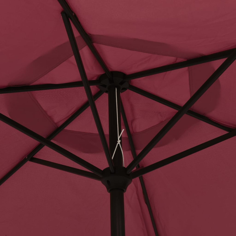 Parasol ogrodowy z LED i stalowym słupkiem, 300 cm, bordowy
