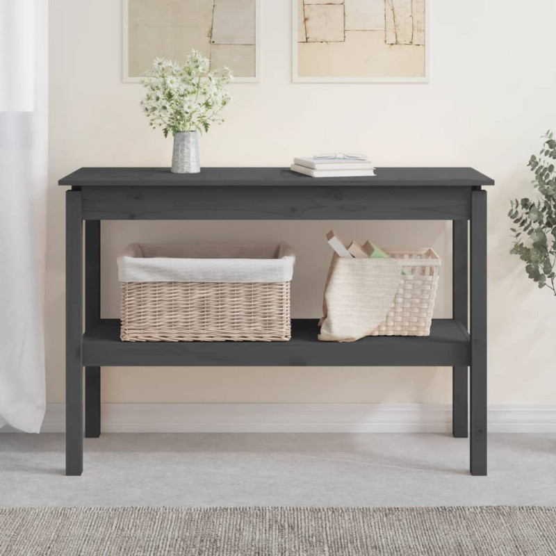 Stolik konsolowy, szary, 110x40x75 cm, lite drewno sosnowe