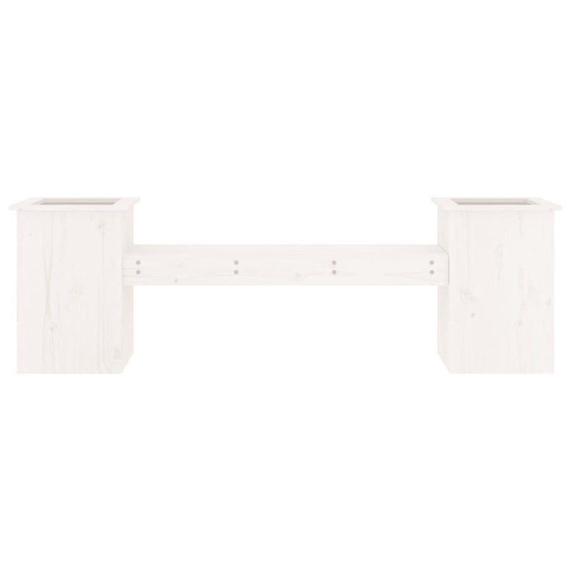 Ławka z donicami, biała, 184,5x39,5x56,5cm, lite drewno sosnowe