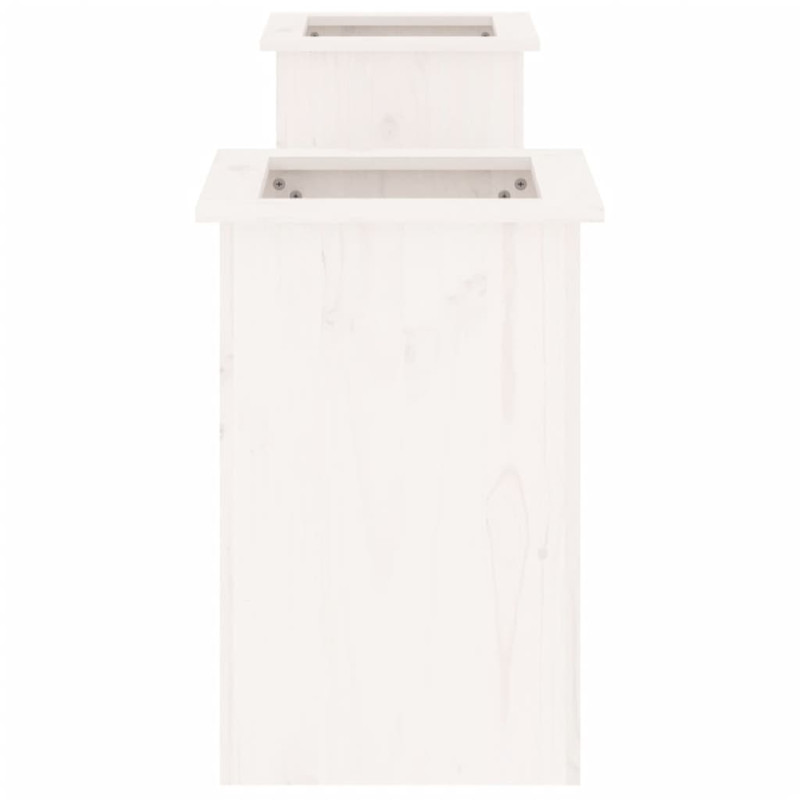 Ławka z donicami, biała, 184,5x39,5x56,5cm, lite drewno sosnowe