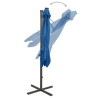 Parasol wiszący z LED i słupkiem, niebieski, 250 cm