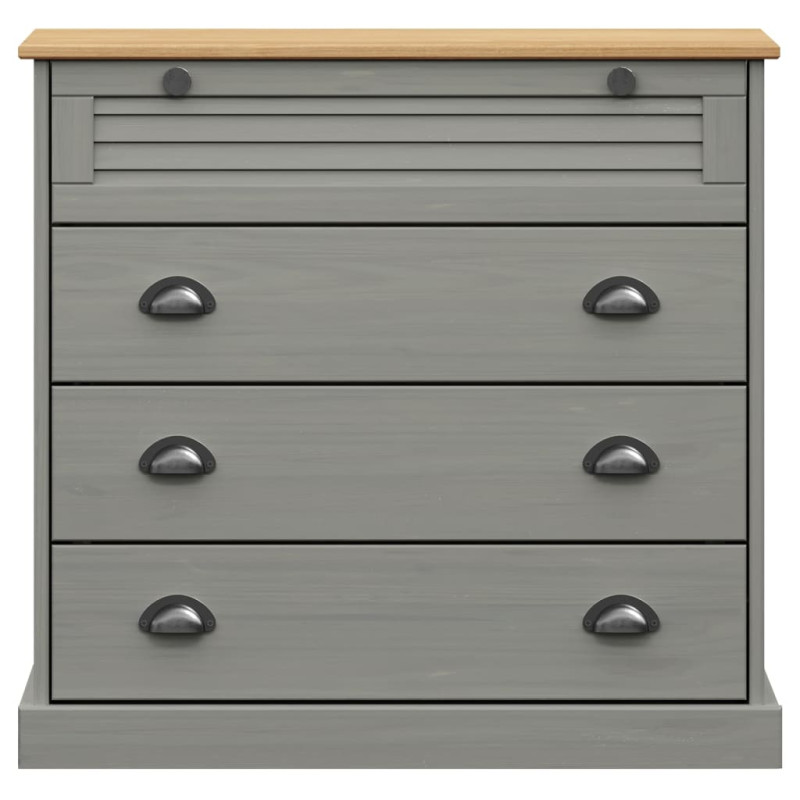 Komoda VIGO, szara, 80x40x76 cm, lite drewno sosnowe