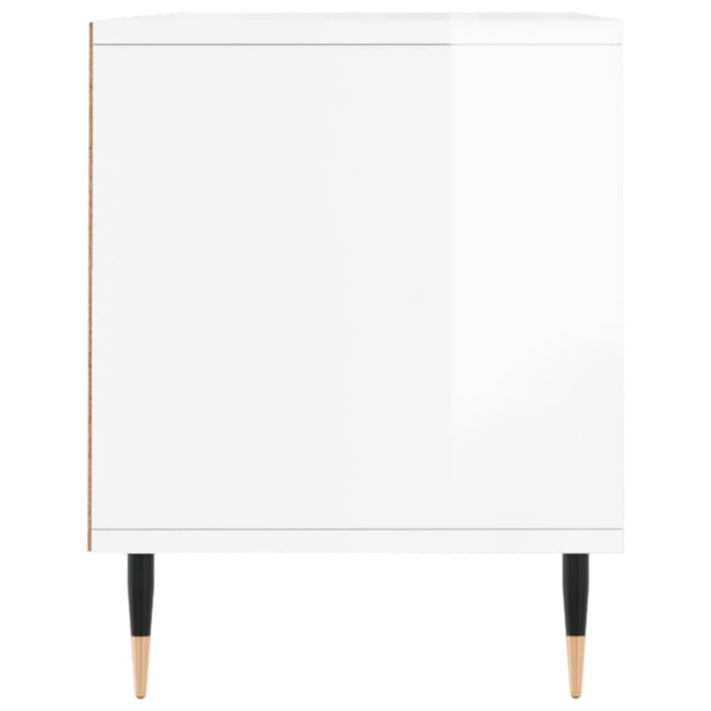 Szafka pod TV, wysoki połysk, biała, 100x34,5x44,5 cm