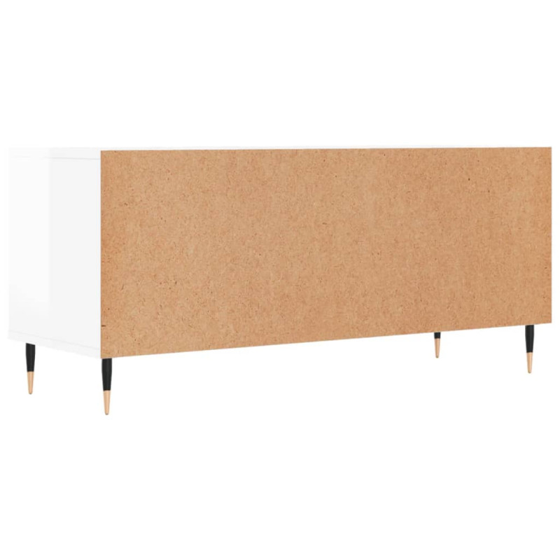 Szafka pod TV, wysoki połysk, biała, 100x34,5x44,5 cm