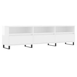 Szafka pod TV, wysoki połysk, biała, 150x30x44,5 cm