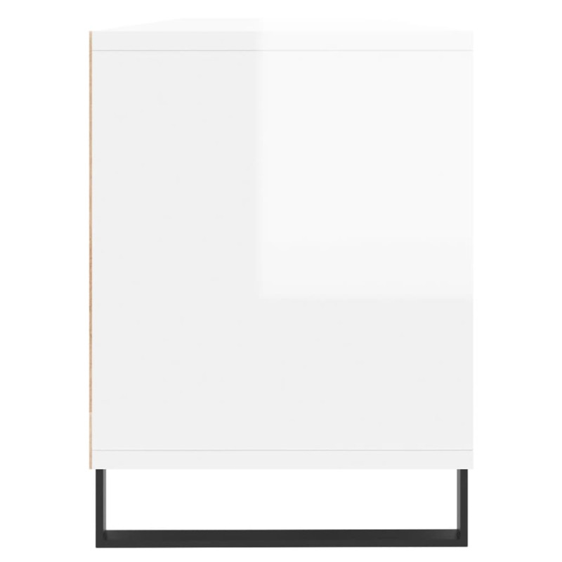 Szafka pod TV, wysoki połysk, biała, 150x30x44,5 cm