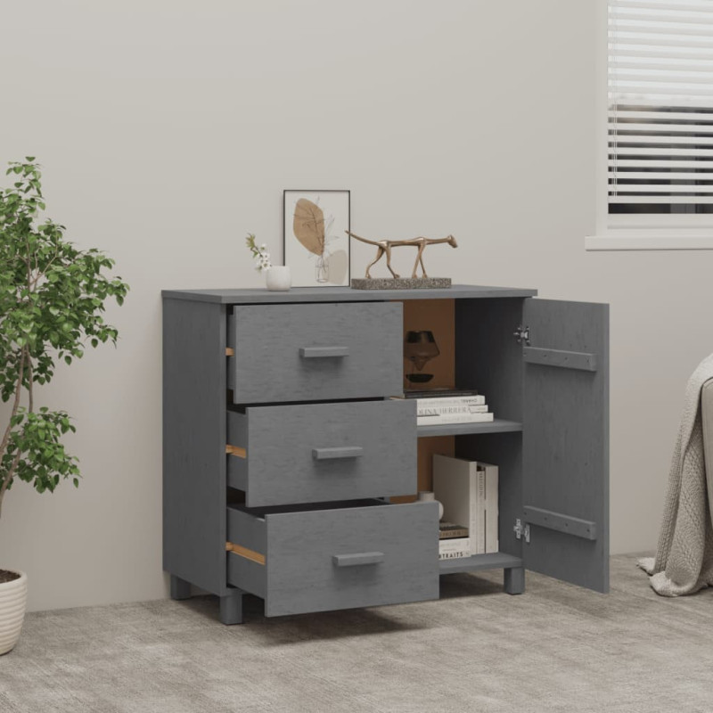 Szafka HAMAR, ciemnoszara, 90x40x80 cm, lite drewno sosnowe
