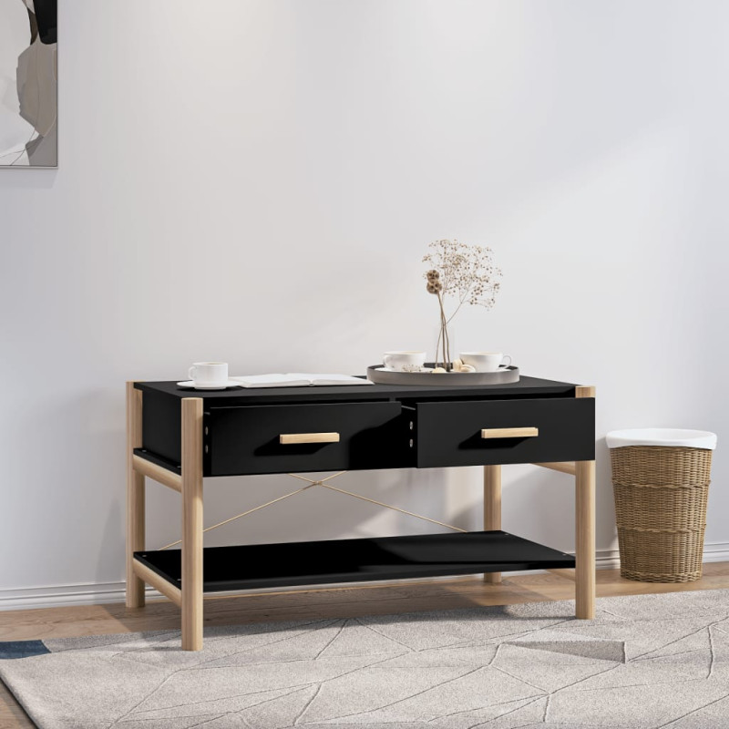 Stolik kawowy, czarny, 82x48x45 cm, materiał drewnopochodny