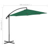 Parasol wiszący ze stalowym słupkiem, 300 cm, zielony
