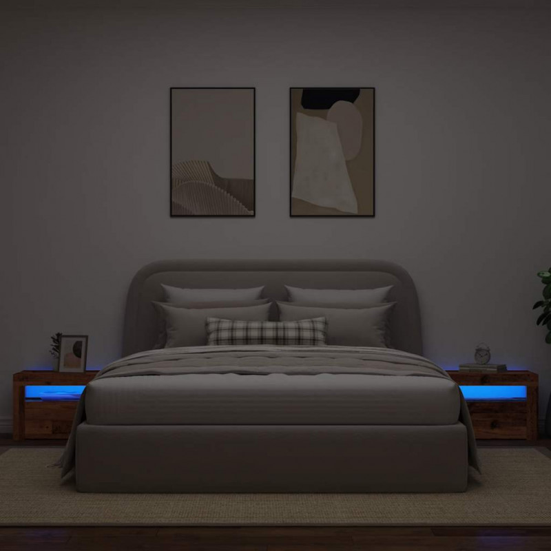 Szafki nocne z LED, 2 szt., stare drewno, 60x35x40 cm