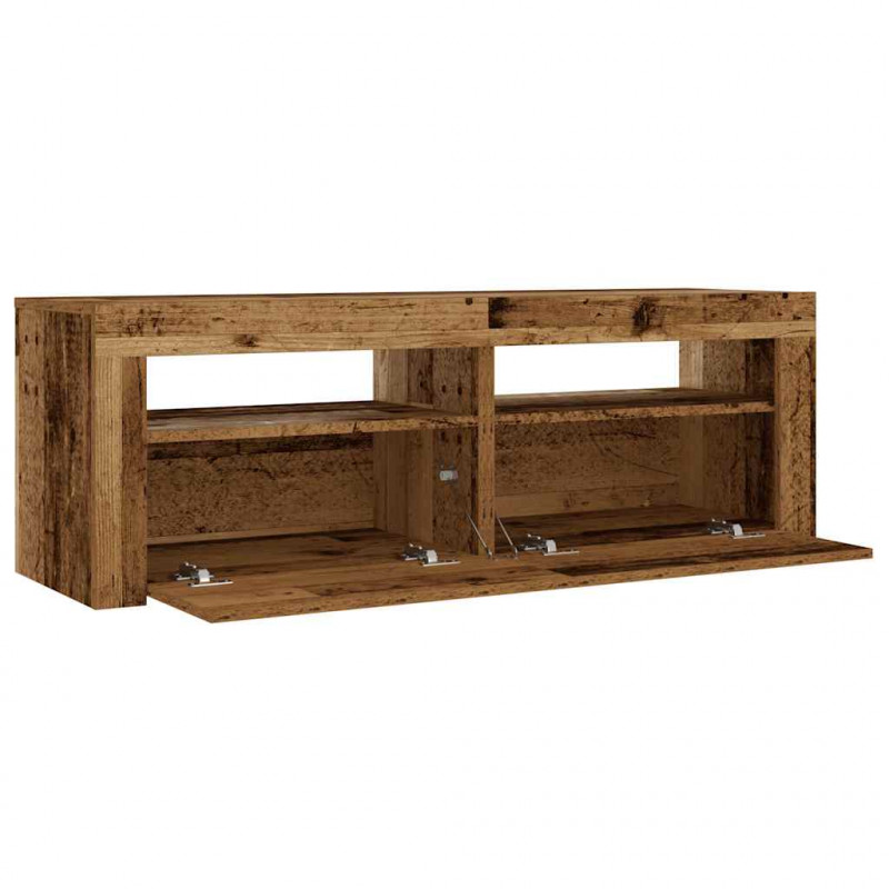 Szafki nocne z LED, 2 szt., stare drewno, 60x35x40 cm