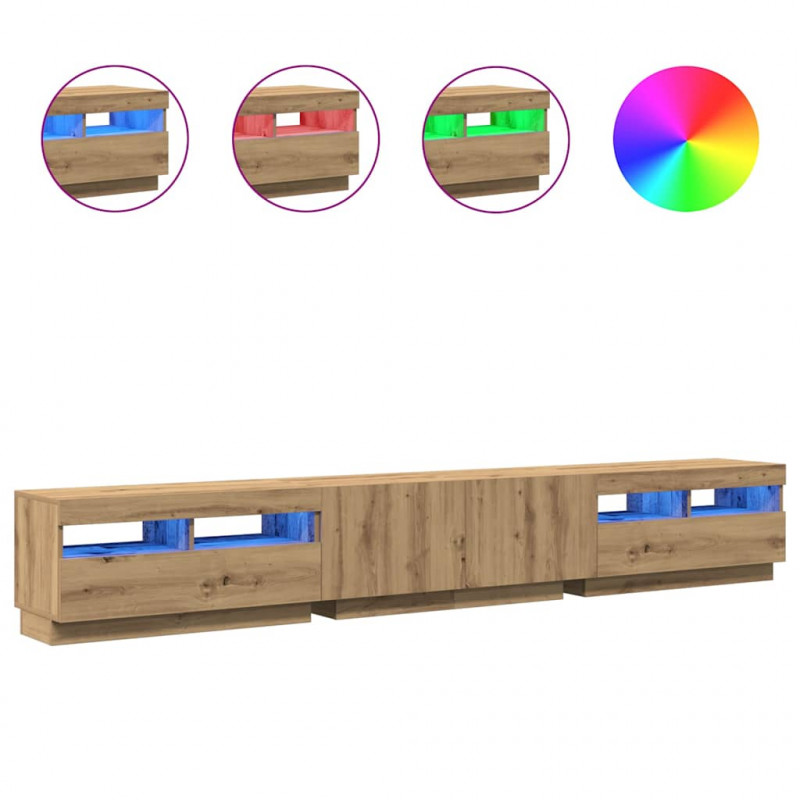 Szafka pod TV z oświetleniem LED, dąb artisan, 260x35x40 cm