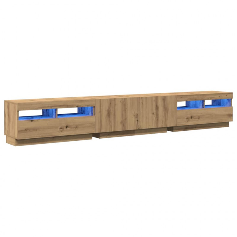 Szafka pod TV z oświetleniem LED, dąb artisan, 260x35x40 cm