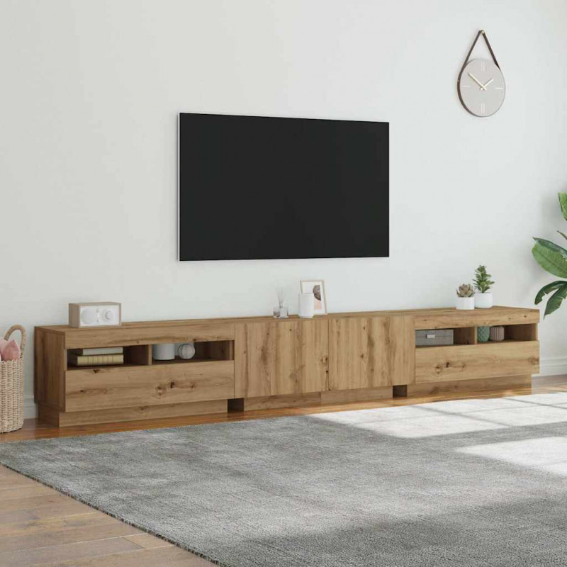 Szafka pod TV z oświetleniem LED, dąb artisan, 260x35x40 cm