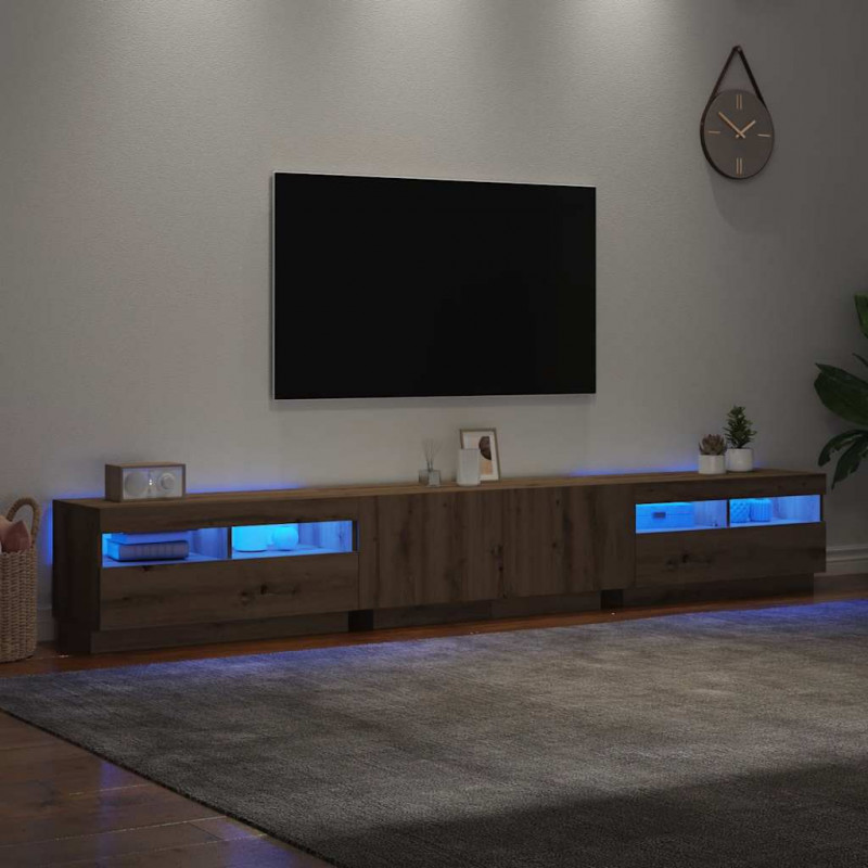 Szafka pod TV z oświetleniem LED, dąb artisan, 260x35x40 cm