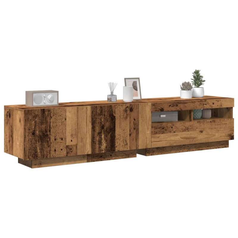 Szafka pod TV z oświetleniem LED, stare drewno, 180x35x40 cm
