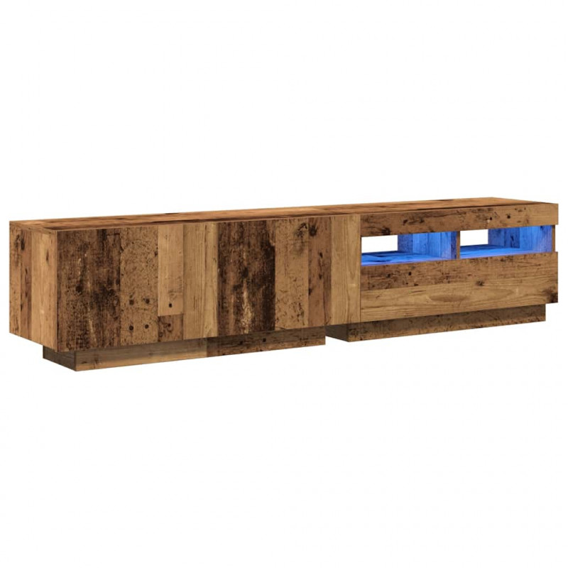 Szafka pod TV z oświetleniem LED, stare drewno, 180x35x40 cm