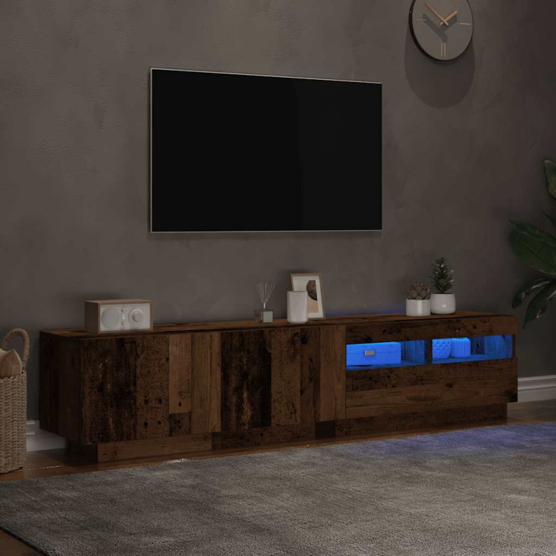 Szafka pod TV z oświetleniem LED, stare drewno, 180x35x40 cm