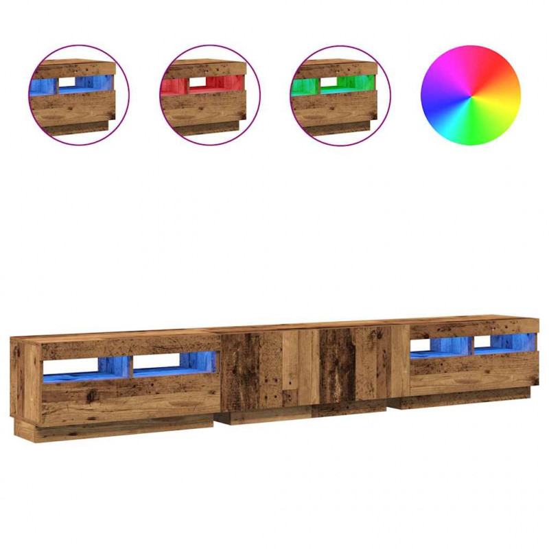Szafka pod TV z oświetleniem LED, stare drewno, 260x35x40 cm