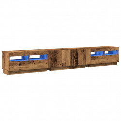 Szafka pod TV z oświetleniem LED, stare drewno, 260x35x40 cm