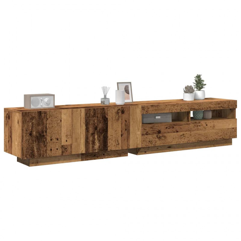 Szafka pod TV z oświetleniem LED, stare drewno, 200x35x40 cm
