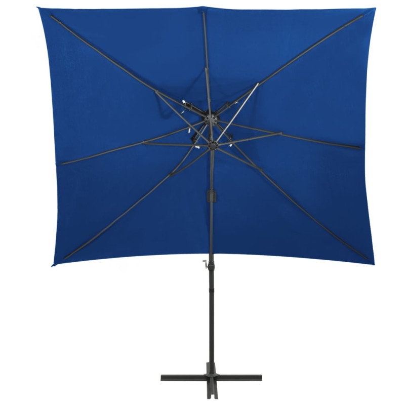 Parasol wiszący z podwójną czaszą, 250x250 cm, niebieski