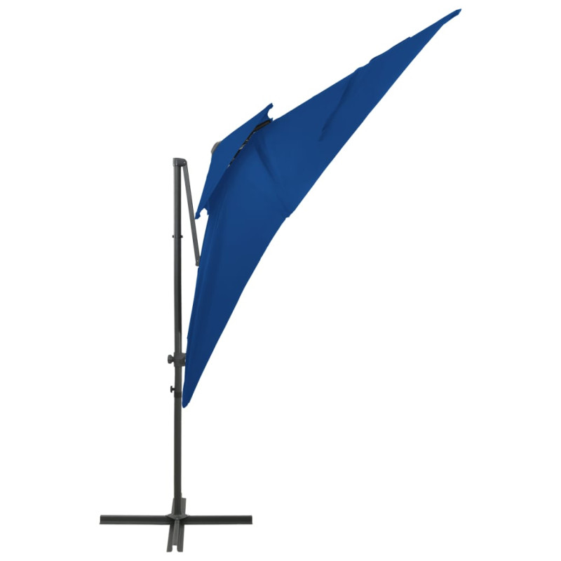 Parasol wiszący z podwójną czaszą, 250x250 cm, niebieski